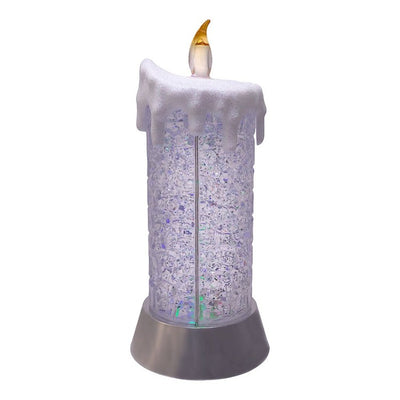 9.25" Battery-Operated Color Changing Snowing Candle