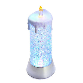 9.25" Battery-Operated Color Changing Snowing Candle