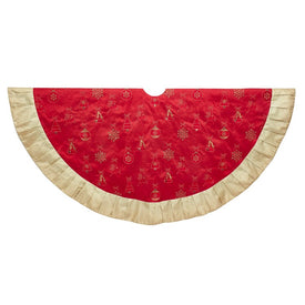 60" Red and Gold Ornament Tree Skirt