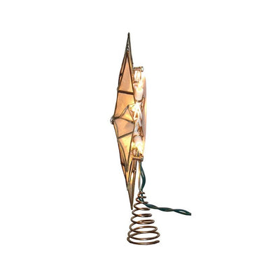 10-Light 12-Point Capiz Star and Center Gem Tree Topper