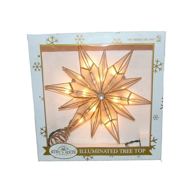10-Light 12-Point Capiz Star and Center Gem Tree Topper