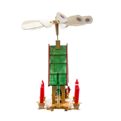 12" Wood Alpine House Carousel with Candles