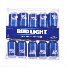10-Light Bud Light Beer Can New Logo Light Set