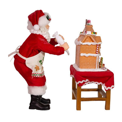 10.5" Fabriche Santa Decorating LED Gingerbread House, Cordless, 2 Piece Set