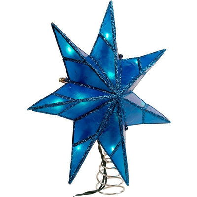 10-Light 7-Point Blue Capiz Star Tree Topper