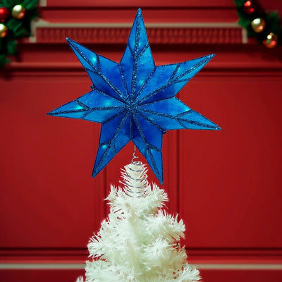 10-Light 7-Point Blue Capiz Star Tree Topper