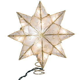 Indoor 10-Light 8-Point Capiz Star Tree Topper with Arabesque Decoration