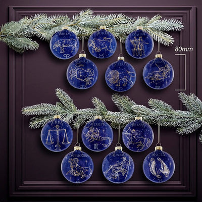 80mm Glass Zodiac Ornaments Set of 12