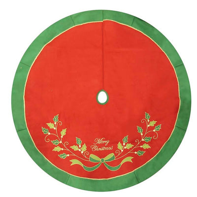 48" Red and Green with Holly Tree Skirt