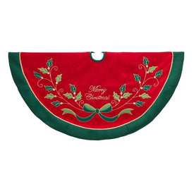 48" Red and Green with Holly Tree Skirt