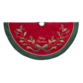 48" Red and Green with Holly Tree Skirt