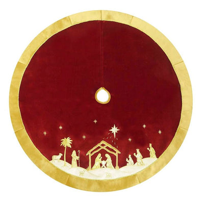 48" Red and Gold Religious Tree Skirt