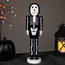 14" Black and White Skeleton Halloween Nutcracker