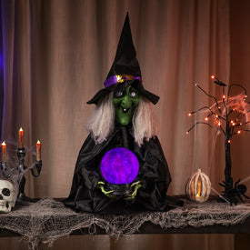 26" Lighted Fortune Telling Witch Halloween Decoration
