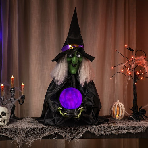 26" Lighted Fortune Telling Witch Halloween Decoration