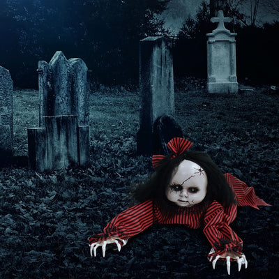 Annie the Demon Baby Doll 44" Animatronic Crawling Indoor/Outdoor Halloween Decoration