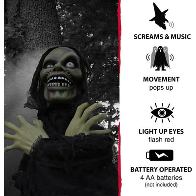 Garry the Ghoul 24" Pop-Up Animatronic Poseable Indoor/Outdoor Halloween Decoration