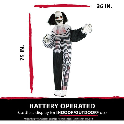 Fester the Clown Life-Size Animatronic Poseable Indoor/Outdoor Halloween Decoration