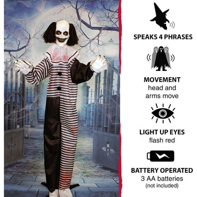 Fester the Clown Life-Size Animatronic Poseable Indoor/Outdoor Halloween Decoration