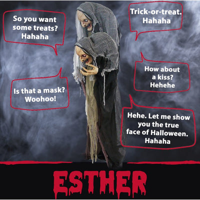Esther the Witch Life Size Animatronic Poseable Indoor/Outdoor Halloween Decoration