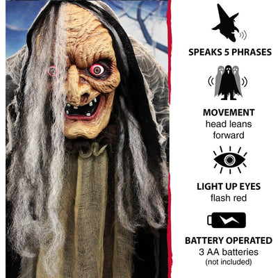 Esther the Witch Life Size Animatronic Poseable Indoor/Outdoor Halloween Decoration