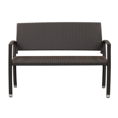 Miles Patio Bench In Mocha Wicker