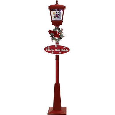 Let It Snow Series 71" Musical Street Lamp with Snowman Trio, Signs, Cascading Snow, and Music