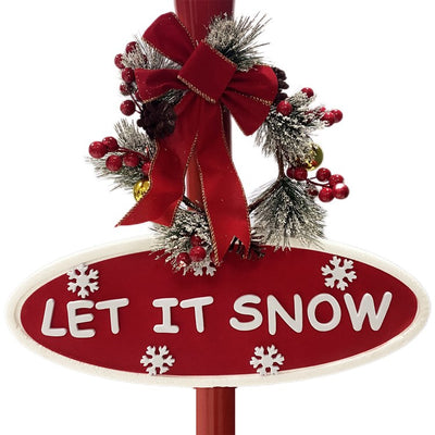 Let It Snow Series 71" Musical Street Lamp with Snowman Trio, Signs, Cascading Snow, and Music