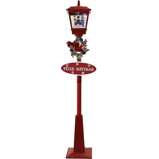 Let It Snow Series 71" Musical Street Lamp with Snowman Trio, Signs, Cascading Snow, and Music