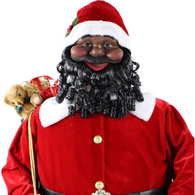 Life-Size 58" African American Dancing Santa with Naughty & Nice List