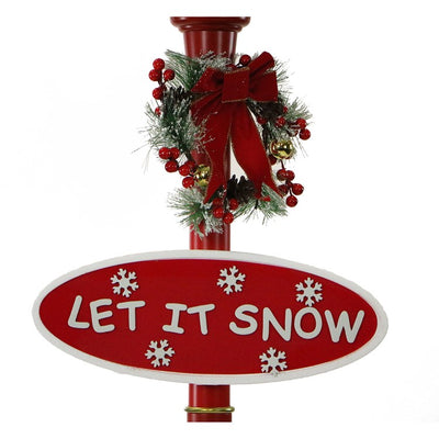 Let It Snow Series 69" Snow Globe Lamp Post with Santa, Signs, Cascading Snow, and Music