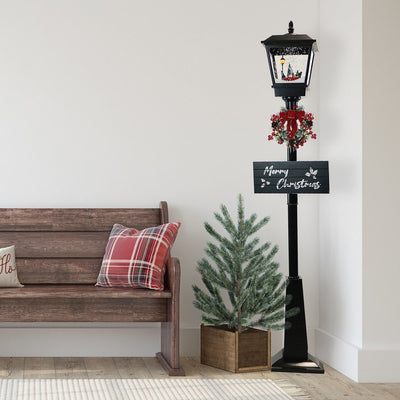 Let It Snow Series 71" Musical Street Lamp with Car, Signs, Cascading Snow, and Music