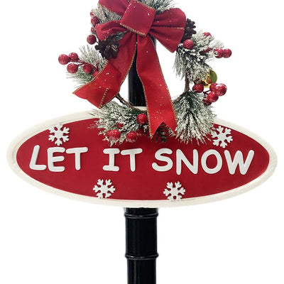 Let It Snow Series 71" Musical Street Lamp with Christmas Tree, Signs, Cascading Snow, and Music