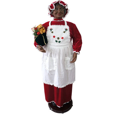 Life-Size 58" African American Dancing Mrs. Claus with Apron