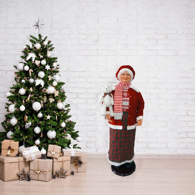Life-Size 58" Dancing Mrs. Claus with Teddy Bear