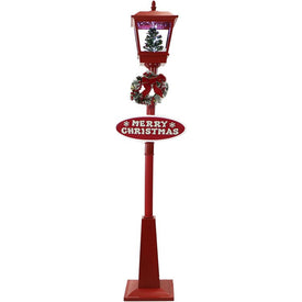 Let It Snow Series 71" Musical Street Lamp with Christmas Tree, Signs, Cascading Snow, and Music