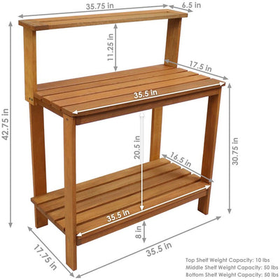 Meranti 42" Wood Outdoor Potting Bench - Teak Oil Finish