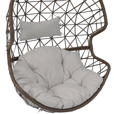 Danielle Resin Wicker Hanging Egg Chair with Cushions - Gray