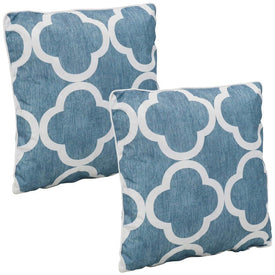 16" Outdoor Throw Pillows Set of 2 - Blue and White Quatrefoil