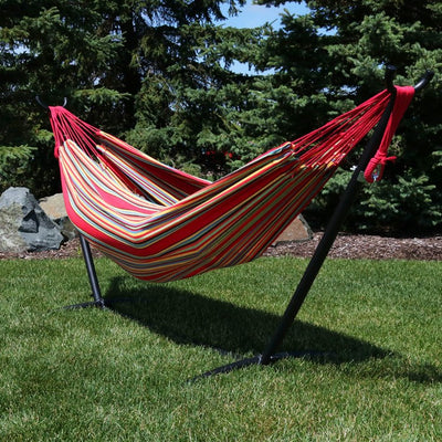 Brazilian Two-Person Double Hammock with Portable Stand - Sunset