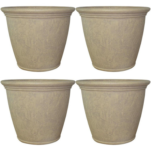 Anjelica 24" Outdoor Flower Pot Planters Set of 4 - Painted Beige