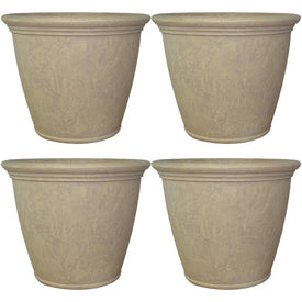 Anjelica 24" Outdoor Flower Pot Planters Set of 4 - Painted Beige