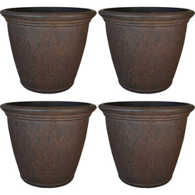 Anjelica 24" Outdoor Flower Pot Planters Set of 4 - Rust