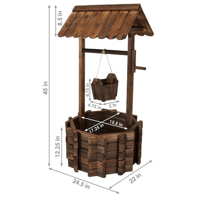 Two-Tier Wood Wishing Well Garden Planter