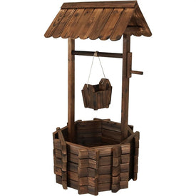 Two-Tier Wood Wishing Well Garden Planter