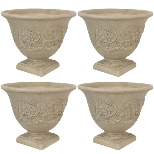 Darcy 16" Outdoor Flower Pot Planters Set of 4 - Beige