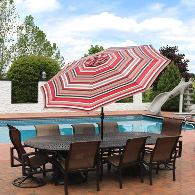 9' Patio Umbrella with Push-Button Tilt and Crank - Awning Stripe