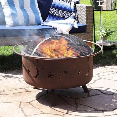 Cosmic 30" Fire Pit with Cooking Grill and Spark Screen