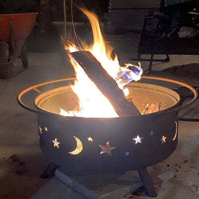 Cosmic 30" Fire Pit with Cooking Grill and Spark Screen