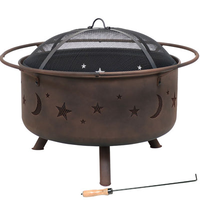 Cosmic 30" Fire Pit with Cooking Grill and Spark Screen